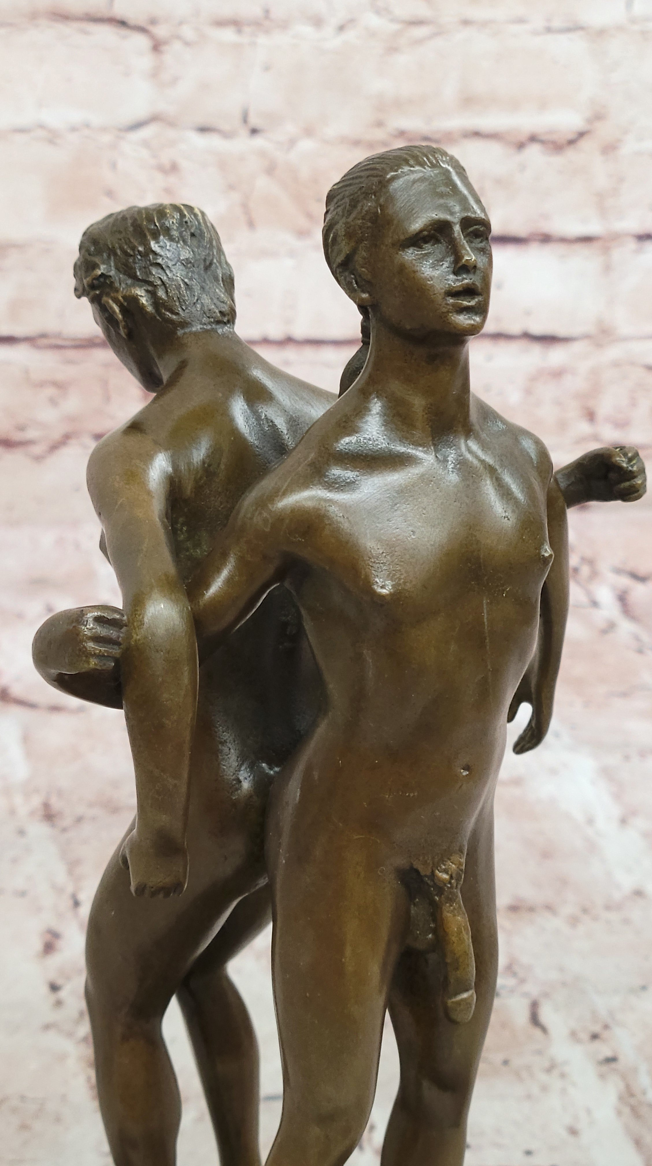 Playful Nude Gay Men Bronze Sculpture Erotic Art Signed 12" x 6"