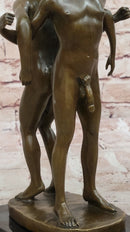 Playful Nude Gay Men Bronze Sculpture Erotic Art Signed 12" x 6"
