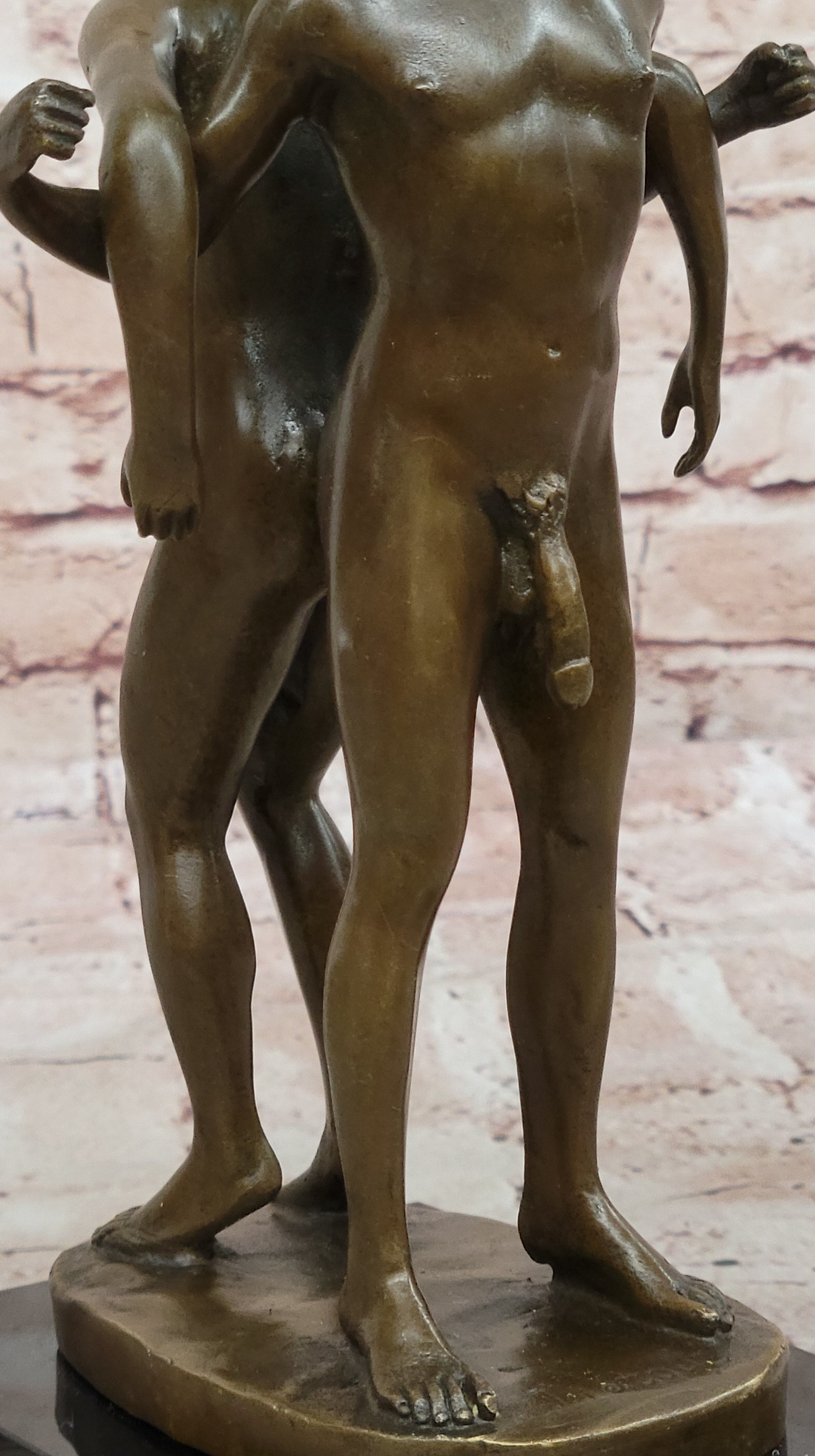 Playful Nude Gay Men Bronze Sculpture Erotic Art Signed 12" x 6"