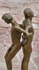 Playful Nude Gay Men Bronze Sculpture Erotic Art Signed 12" x 6"