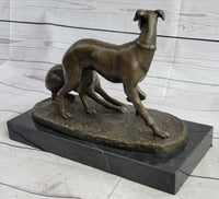 Pj Mene Two Greyhounds Dogs Playing Argente Dore Bronze Sculpture