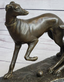 Pj Mene Two Greyhounds Dogs Playing Argente Dore Bronze Sculpture