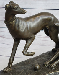 Pj Mene Two Greyhounds Dogs Playing Argente Dore Bronze Sculpture