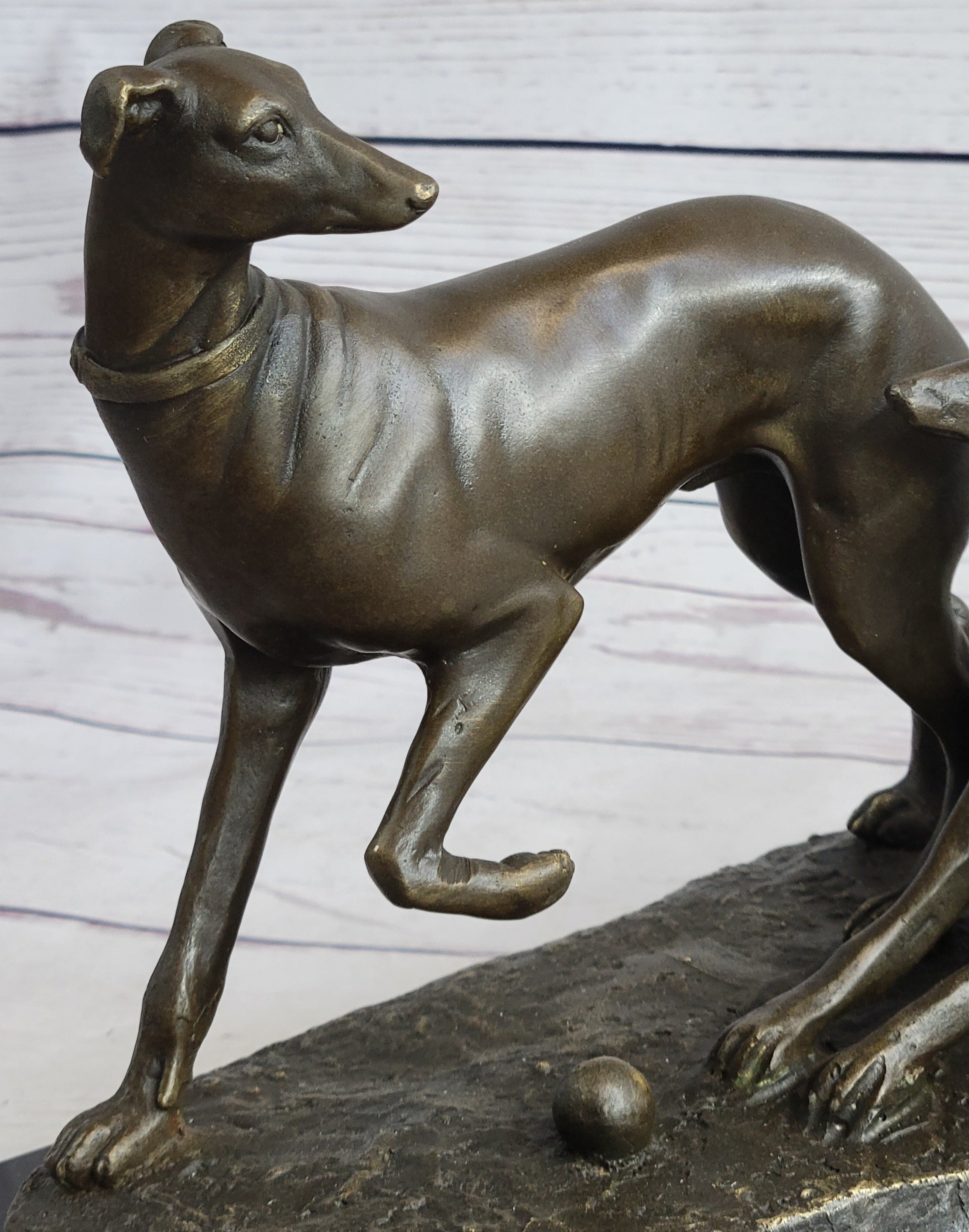 Pj Mene Two Greyhounds Dogs Playing Argente Dore Bronze Sculpture