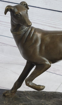 Pj Mene Two Greyhounds Dogs Playing Argente Dore Bronze Sculpture