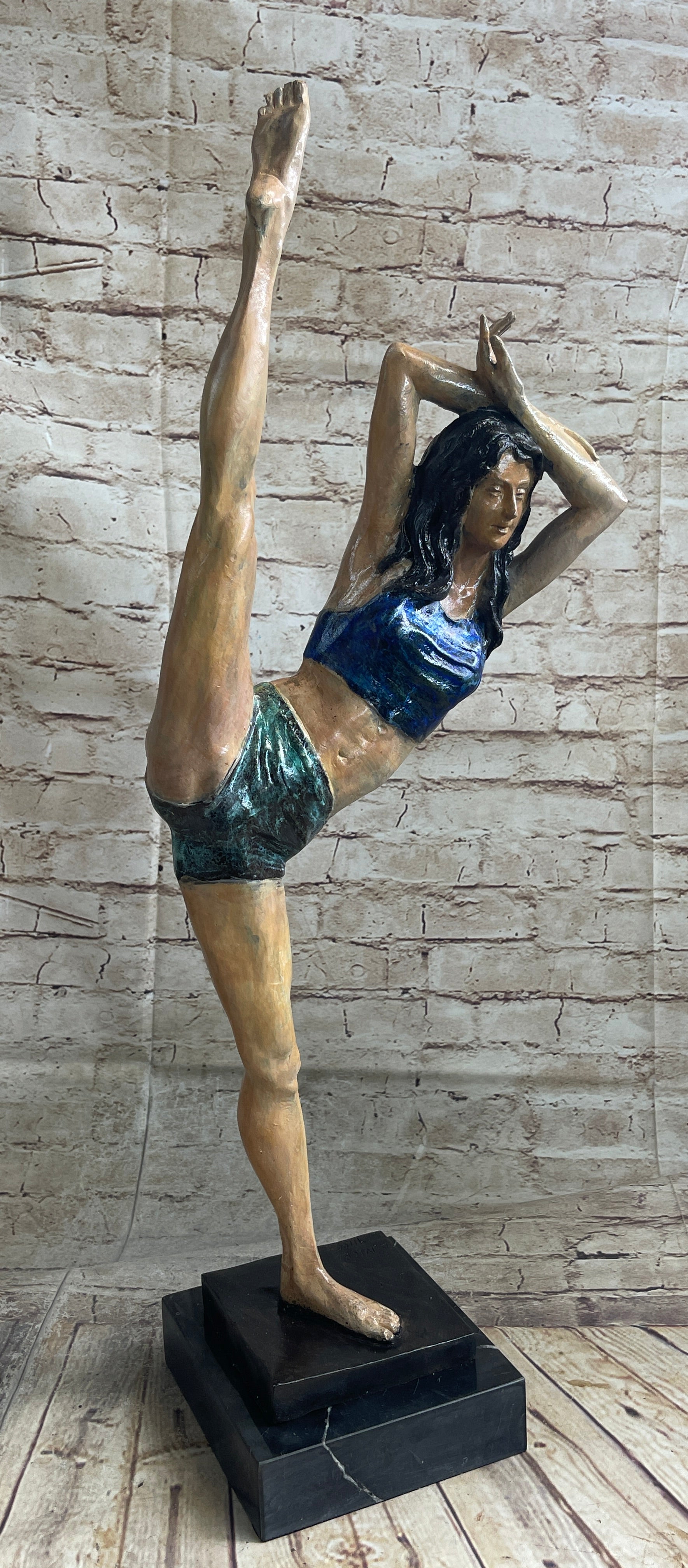 Flexible Gymnast Athlete Yoga Bronze Metal Sculpture 25" x 10"