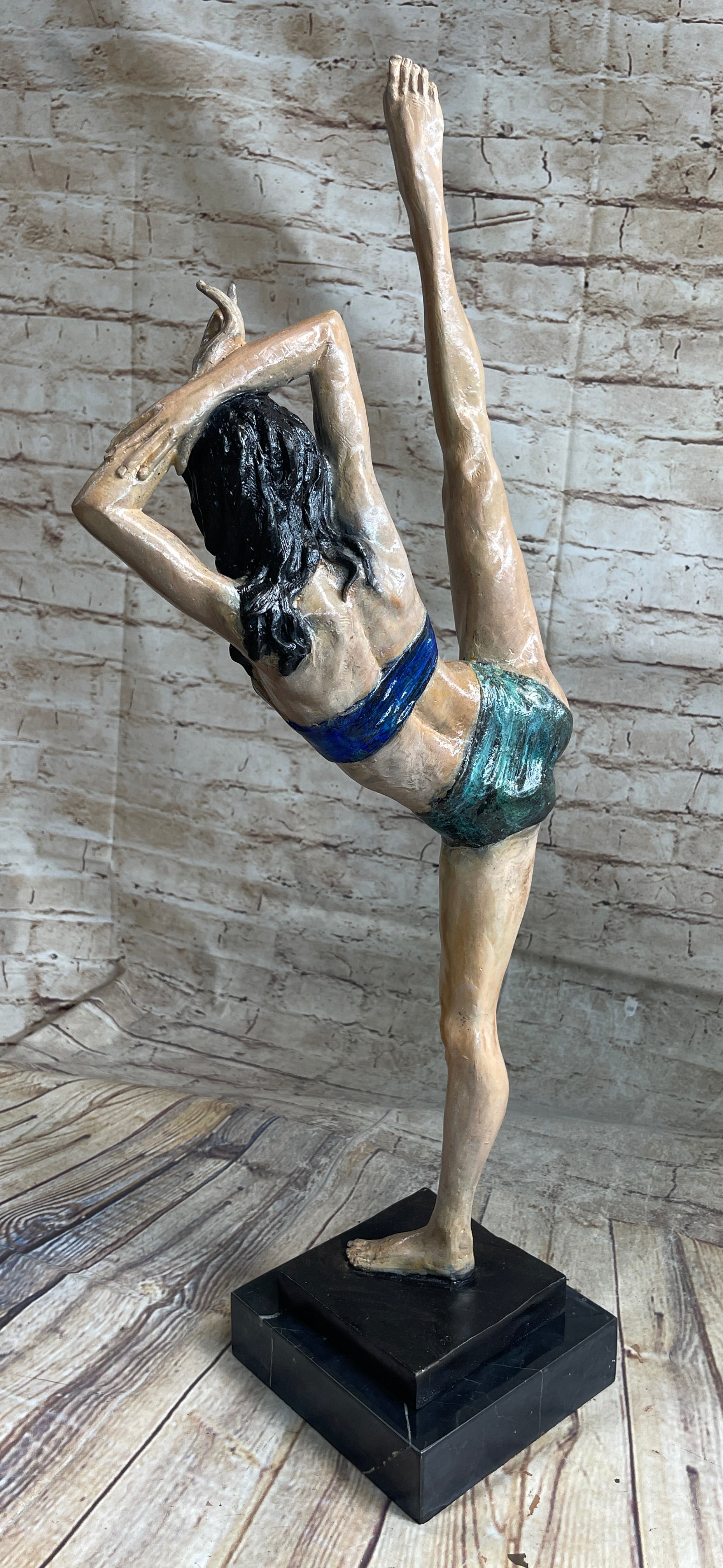 Flexible Gymnast Athlete Yoga Bronze Metal Sculpture 25" x 10"