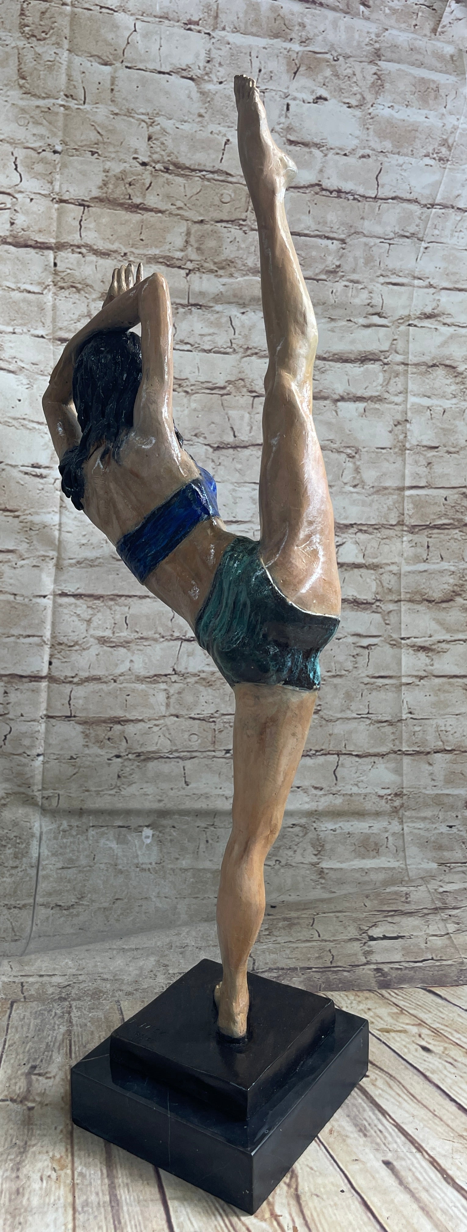 Flexible Gymnast Athlete Yoga Bronze Metal Sculpture 25" x 10"