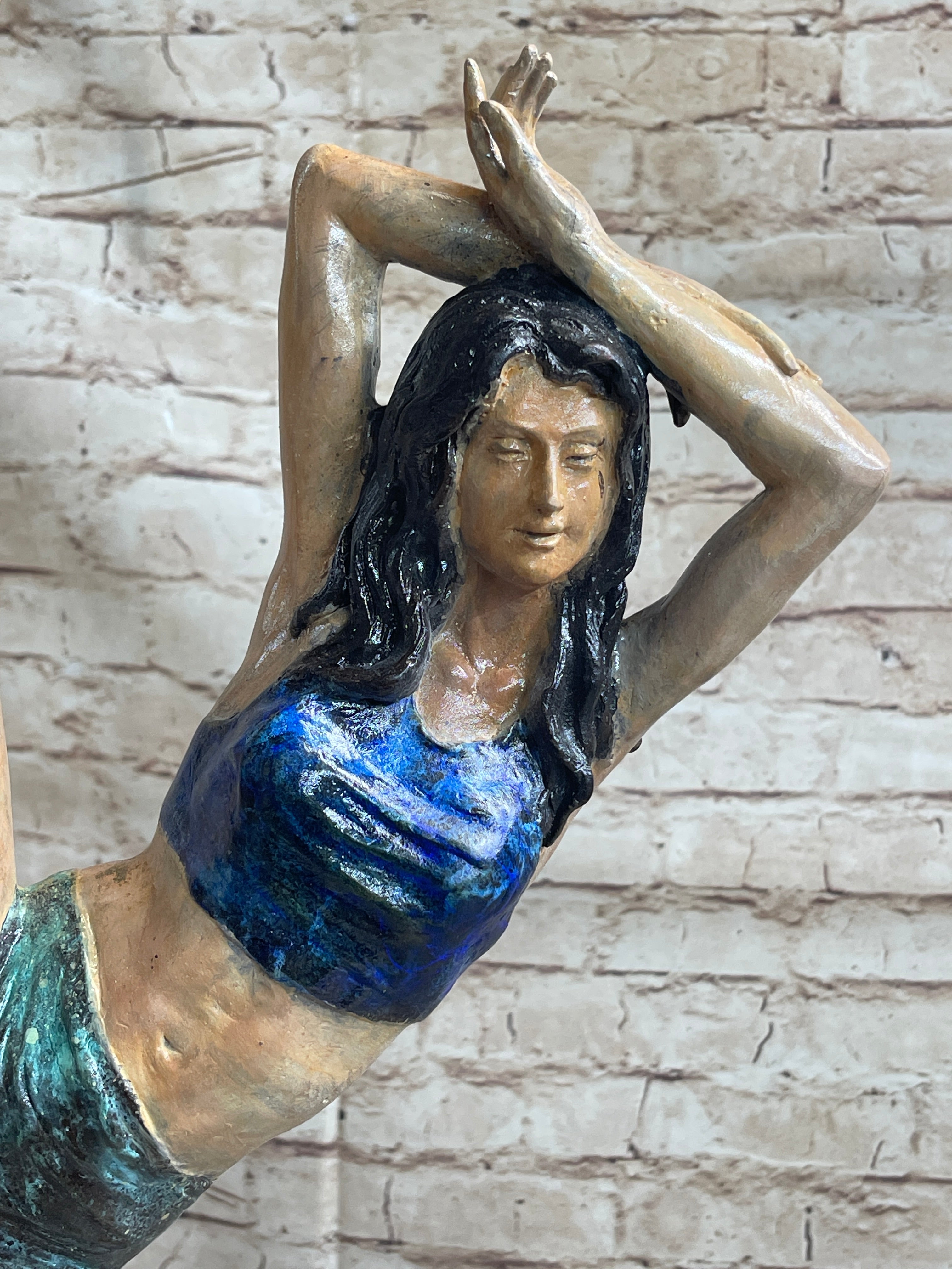 Flexible Gymnast Athlete Yoga Bronze Metal Sculpture 25" x 10"