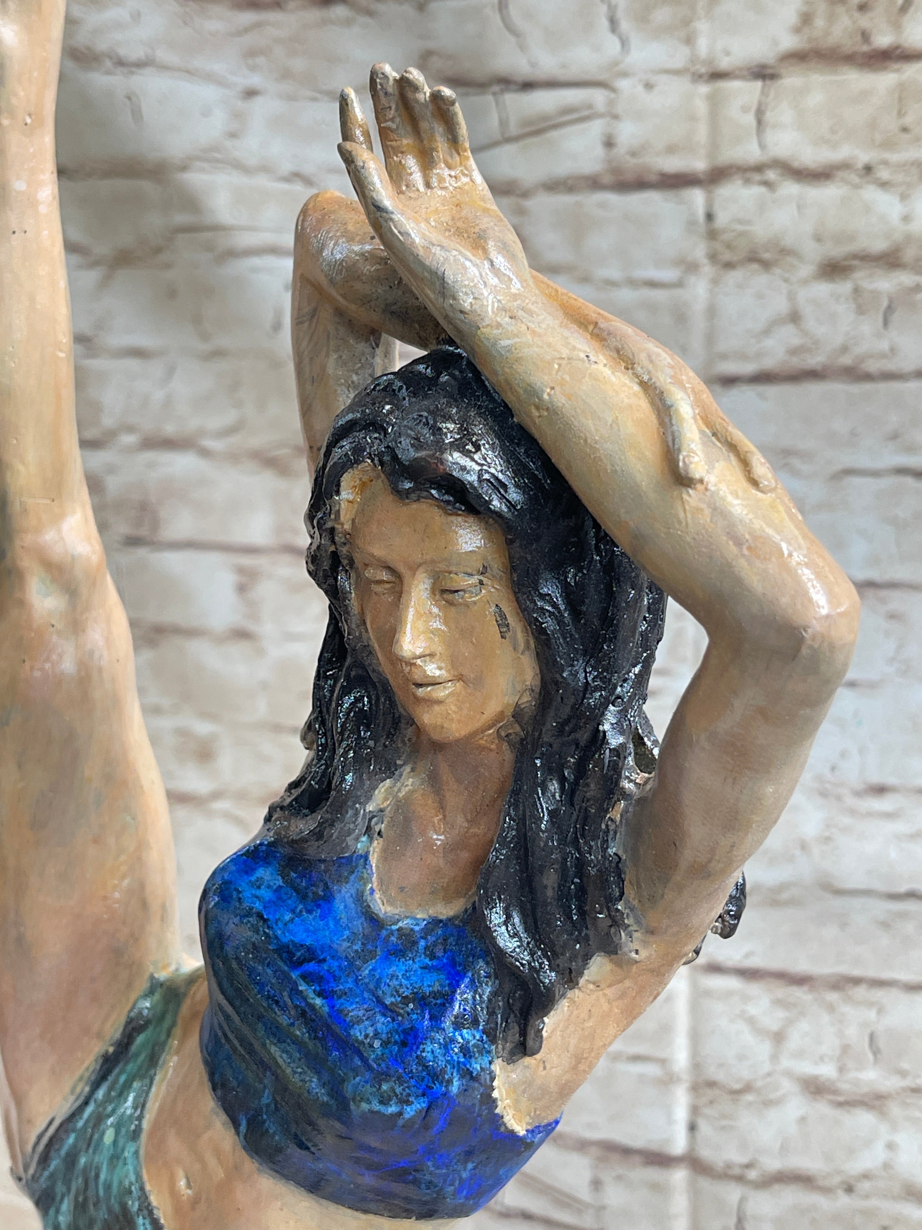 Flexible Gymnast Athlete Yoga Bronze Metal Sculpture 25" x 10"