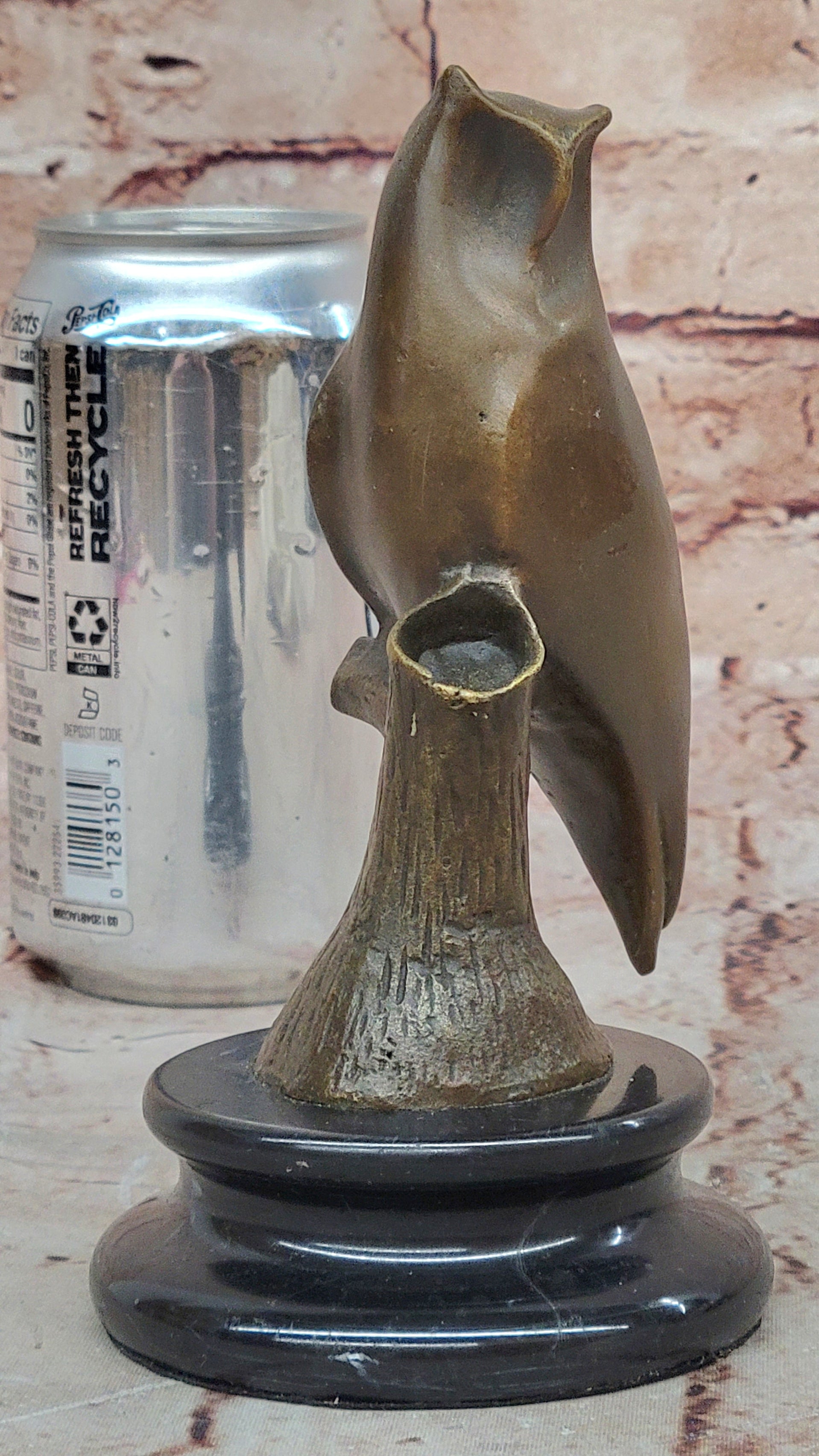 Abstract Bronze Owl on Marble Base by Milo