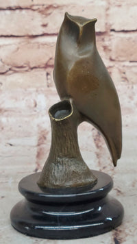 Abstract Bronze Owl on Marble Base by Milo