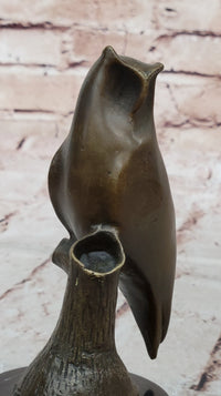 Abstract Bronze Owl on Marble Base by Milo
