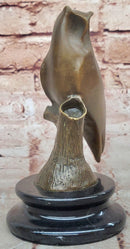 Abstract Bronze Owl on Marble Base by Milo