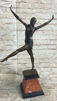 Signed Chiparus Charming Dancer Bronze Marble 24'' Sculpture