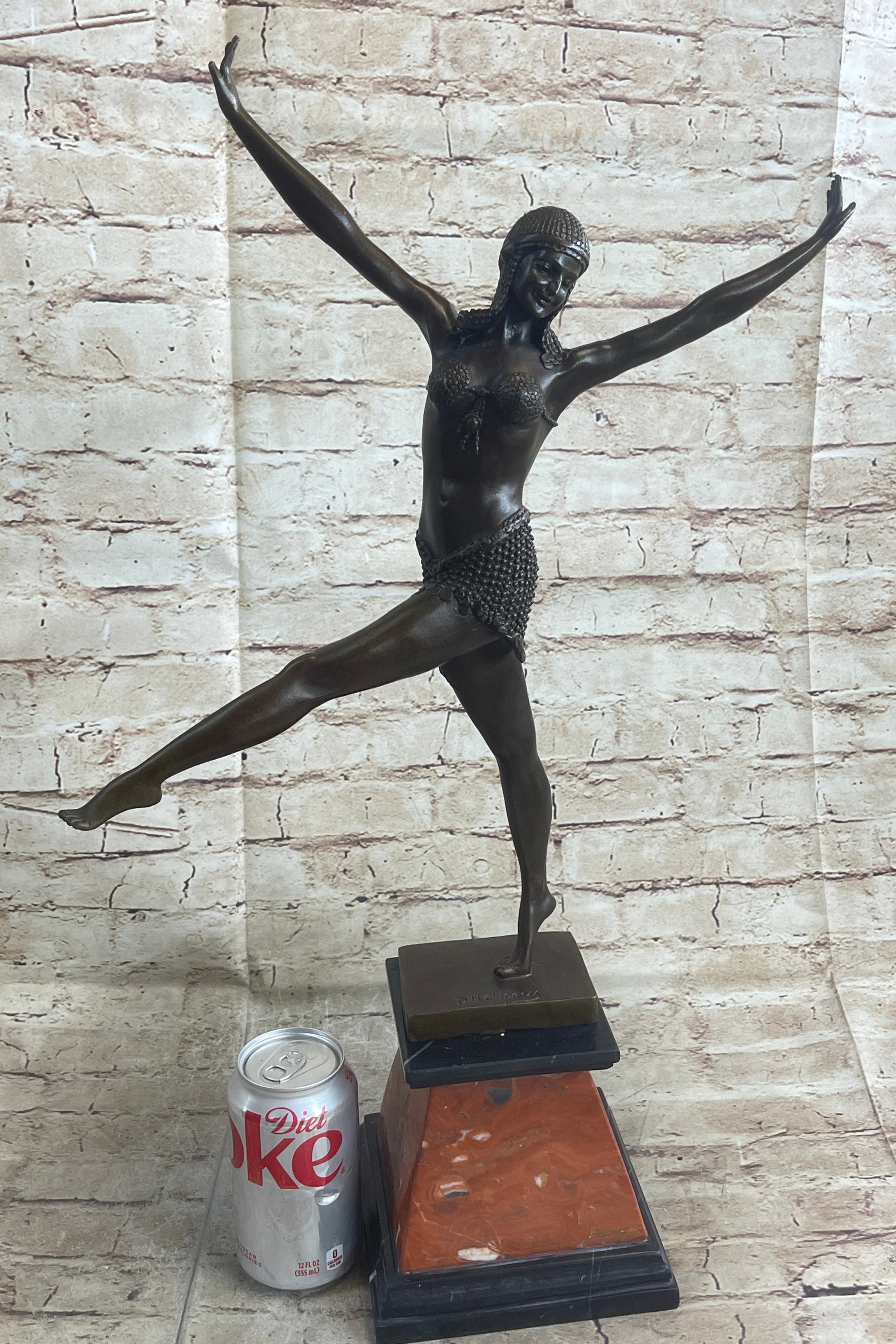 Signed Chiparus Charming Dancer Bronze Marble 24'' Sculpture