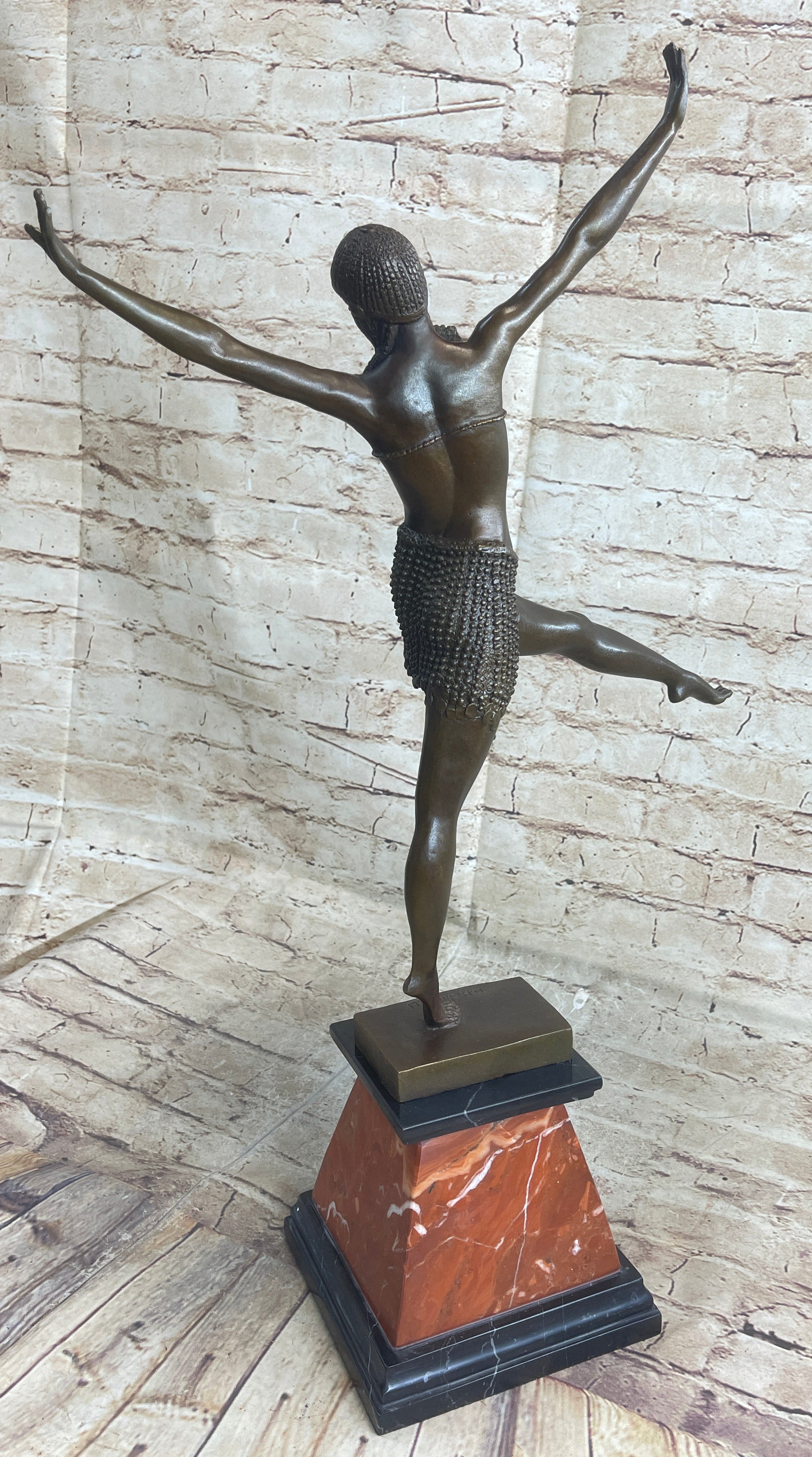 Signed Chiparus Charming Dancer Bronze Marble 24'' Sculpture
