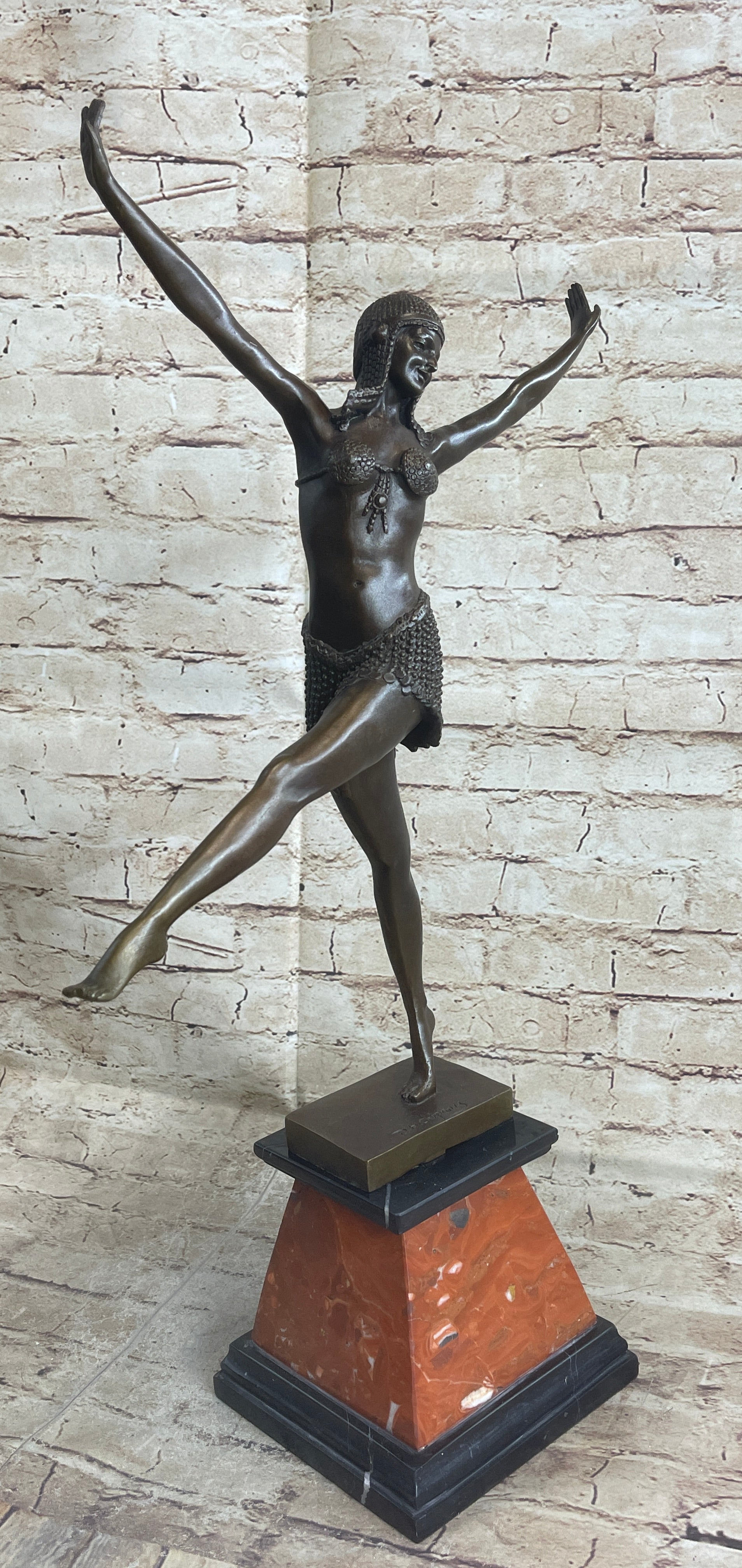 Signed Chiparus Charming Dancer Bronze Marble 24'' Sculpture