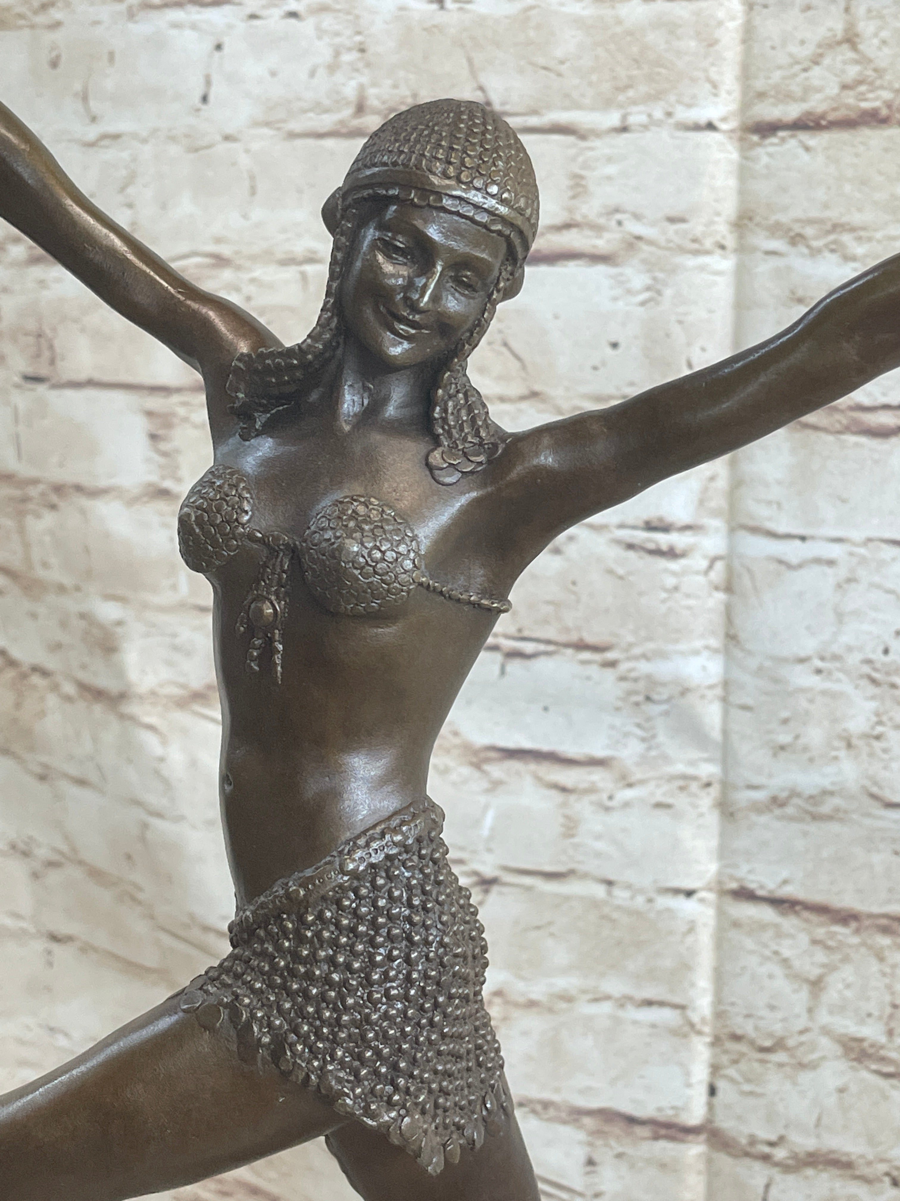 Signed Chiparus Charming Dancer Bronze Marble 24'' Sculpture
