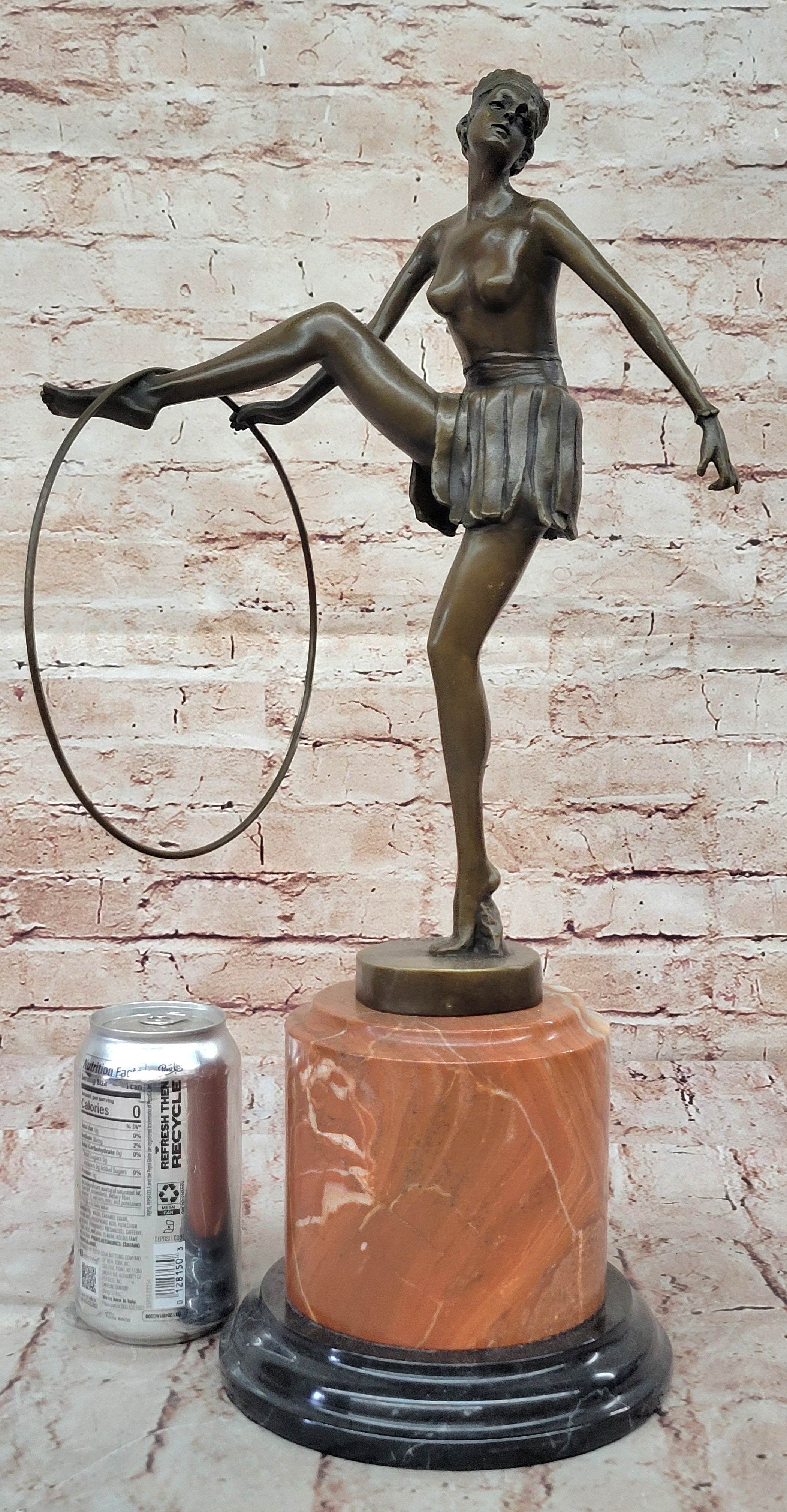 D. Alonzo Art Deco Bronze Ballerina on Marble Pedestal