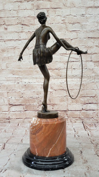 D. Alonzo Art Deco Bronze Ballerina on Marble Pedestal