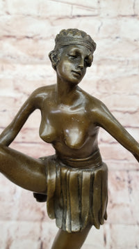 D. Alonzo Art Deco Bronze Ballerina on Marble Pedestal
