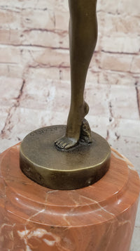D. Alonzo Art Deco Bronze Ballerina on Marble Pedestal