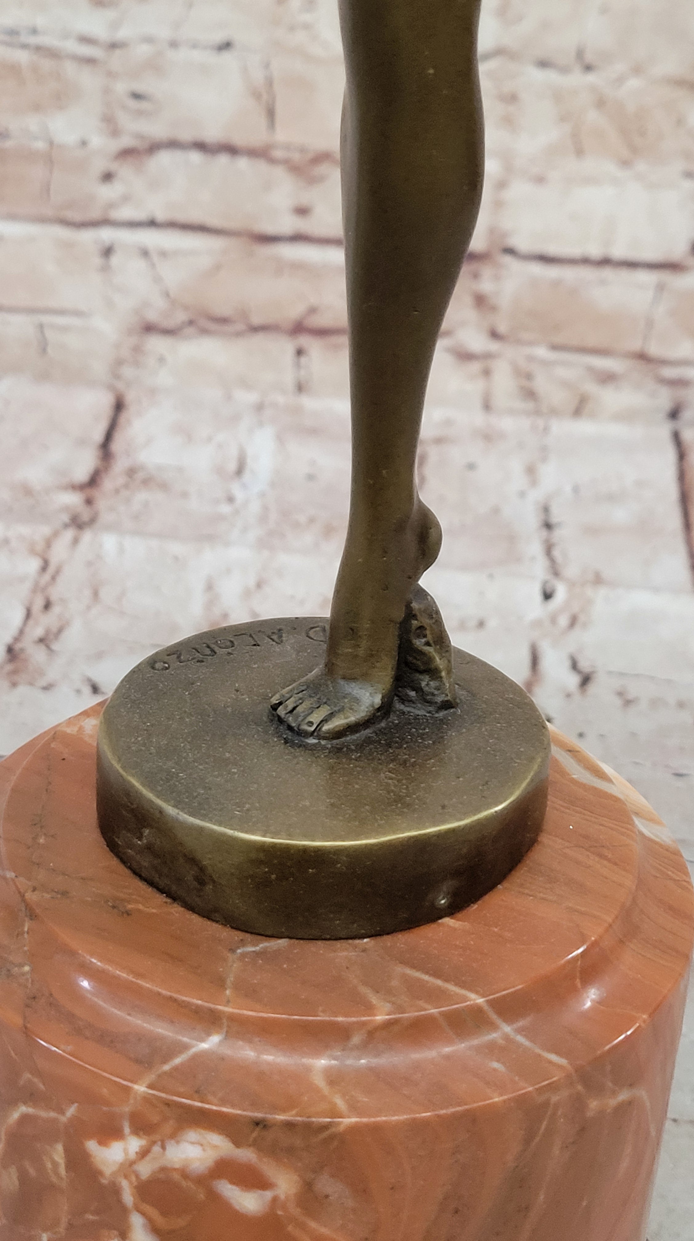 D. Alonzo Art Deco Bronze Ballerina on Marble Pedestal