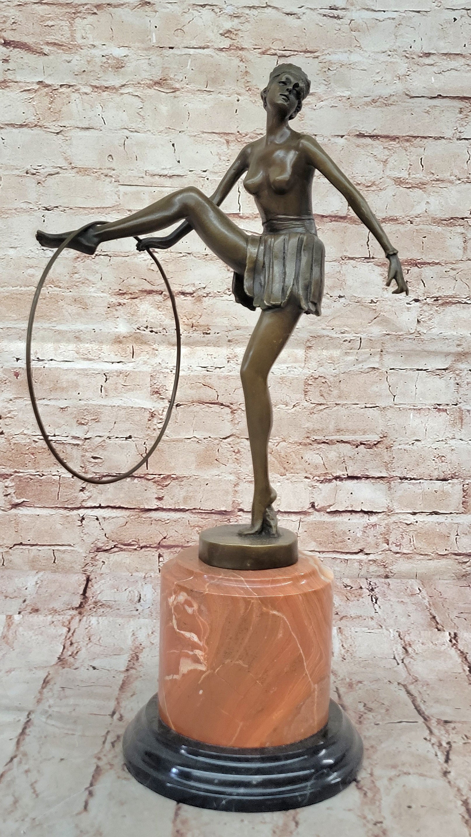 D. Alonzo Art Deco Bronze Ballerina on Marble Pedestal