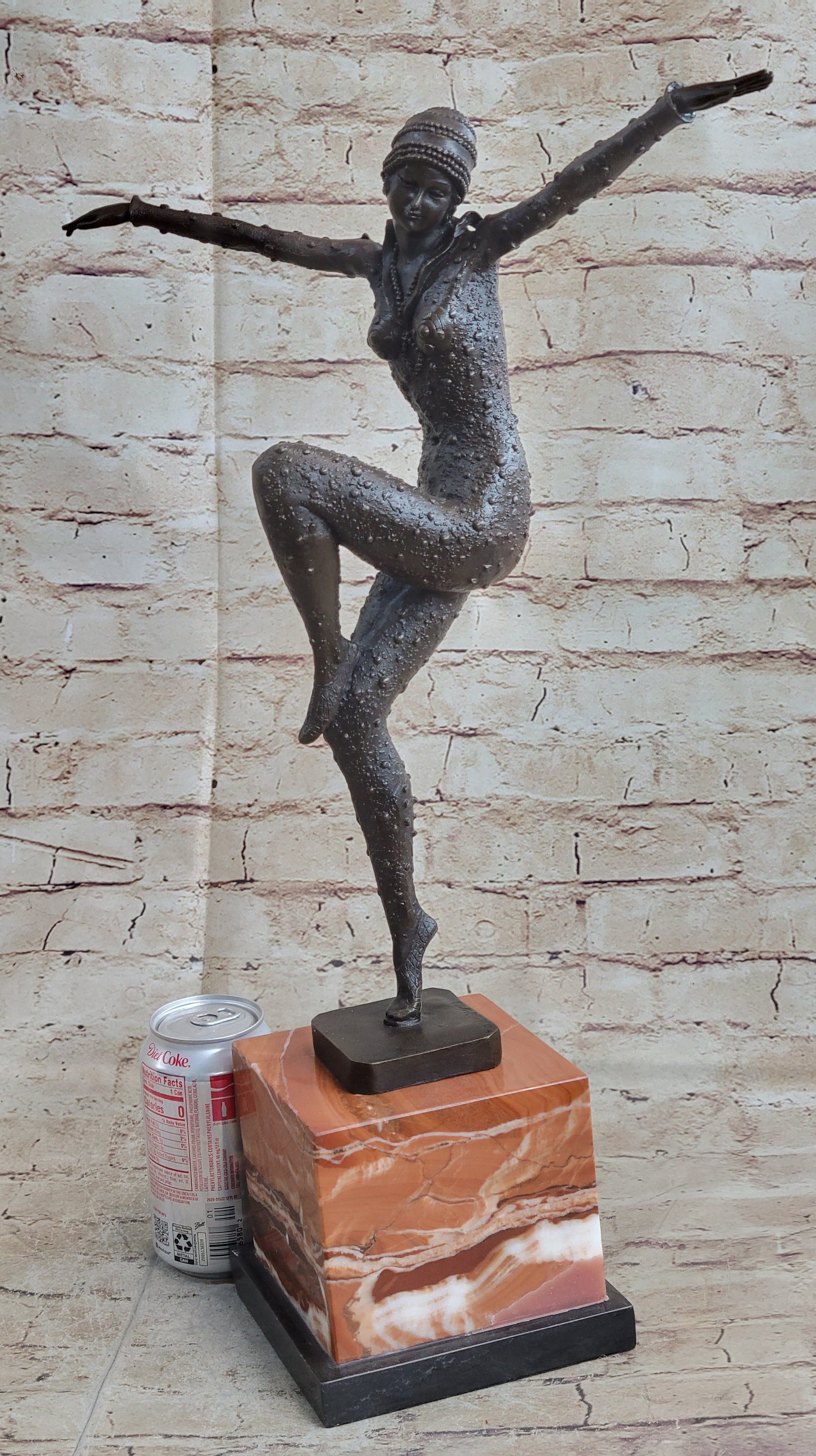 Art Deco Dancer Flapper Chiparus Bronze Sculpture 21" x 13"
