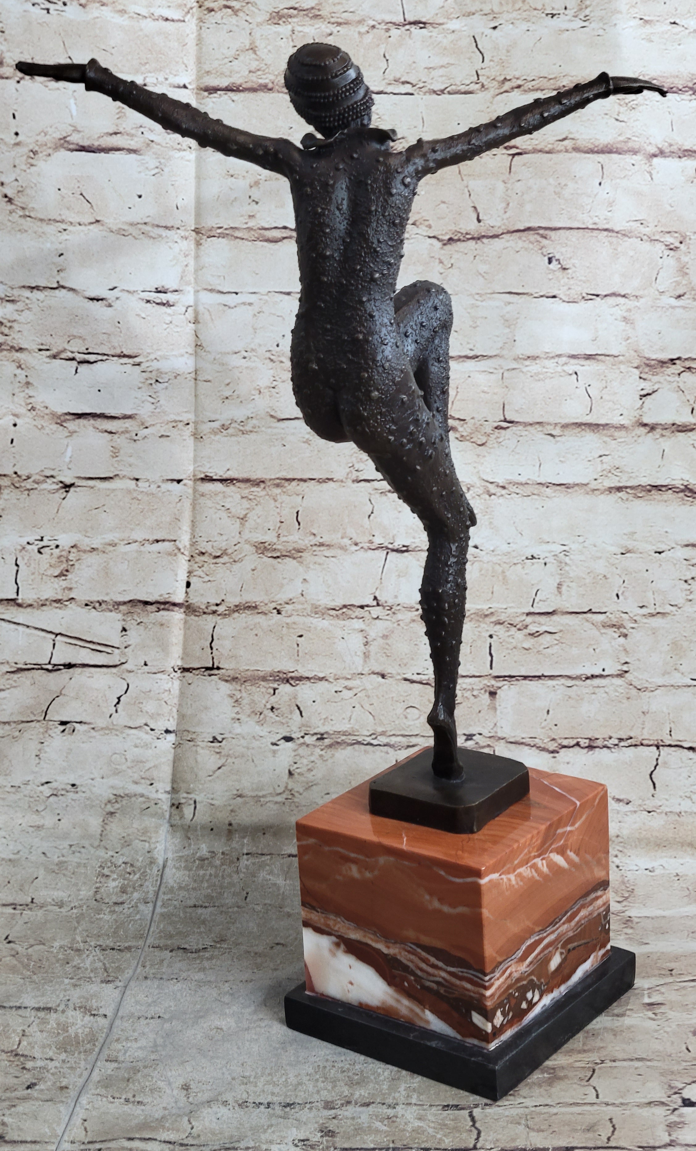 Art Deco Dancer Flapper Chiparus Bronze Sculpture 21" x 13"