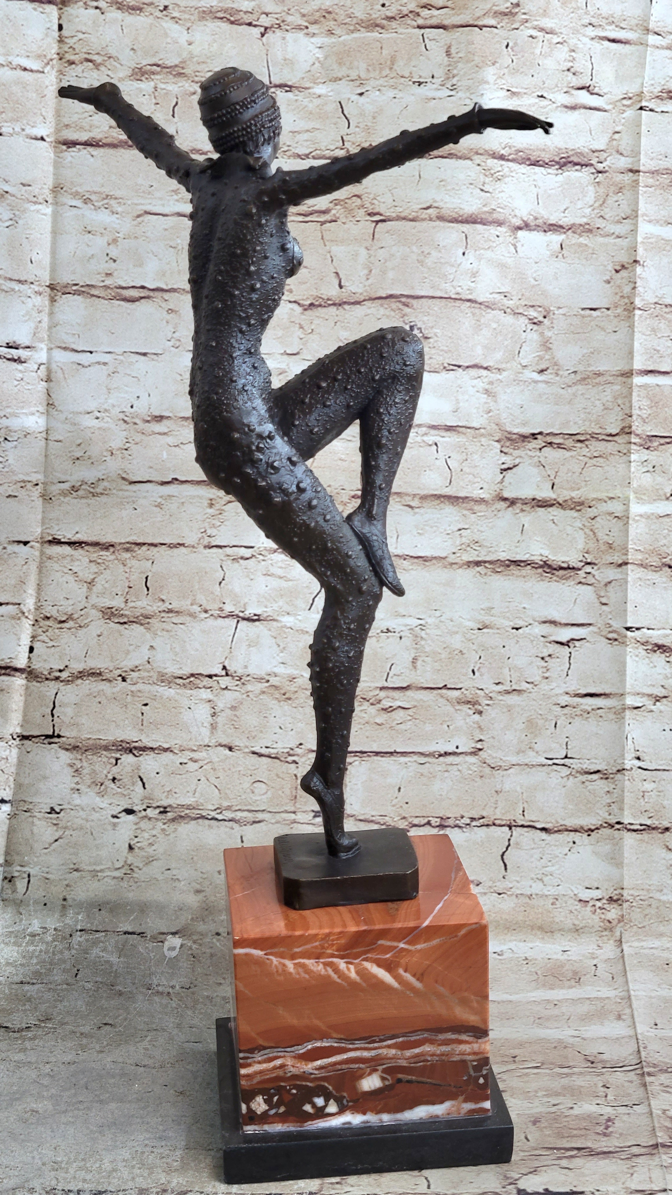 Art Deco Dancer Flapper Chiparus Bronze Sculpture 21" x 13"