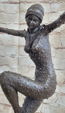 Art Deco Dancer Flapper Chiparus Bronze Sculpture 21" x 13"