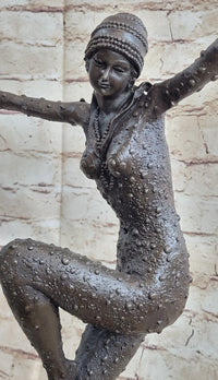 Art Deco Dancer Flapper Chiparus Bronze Sculpture 21" x 13"