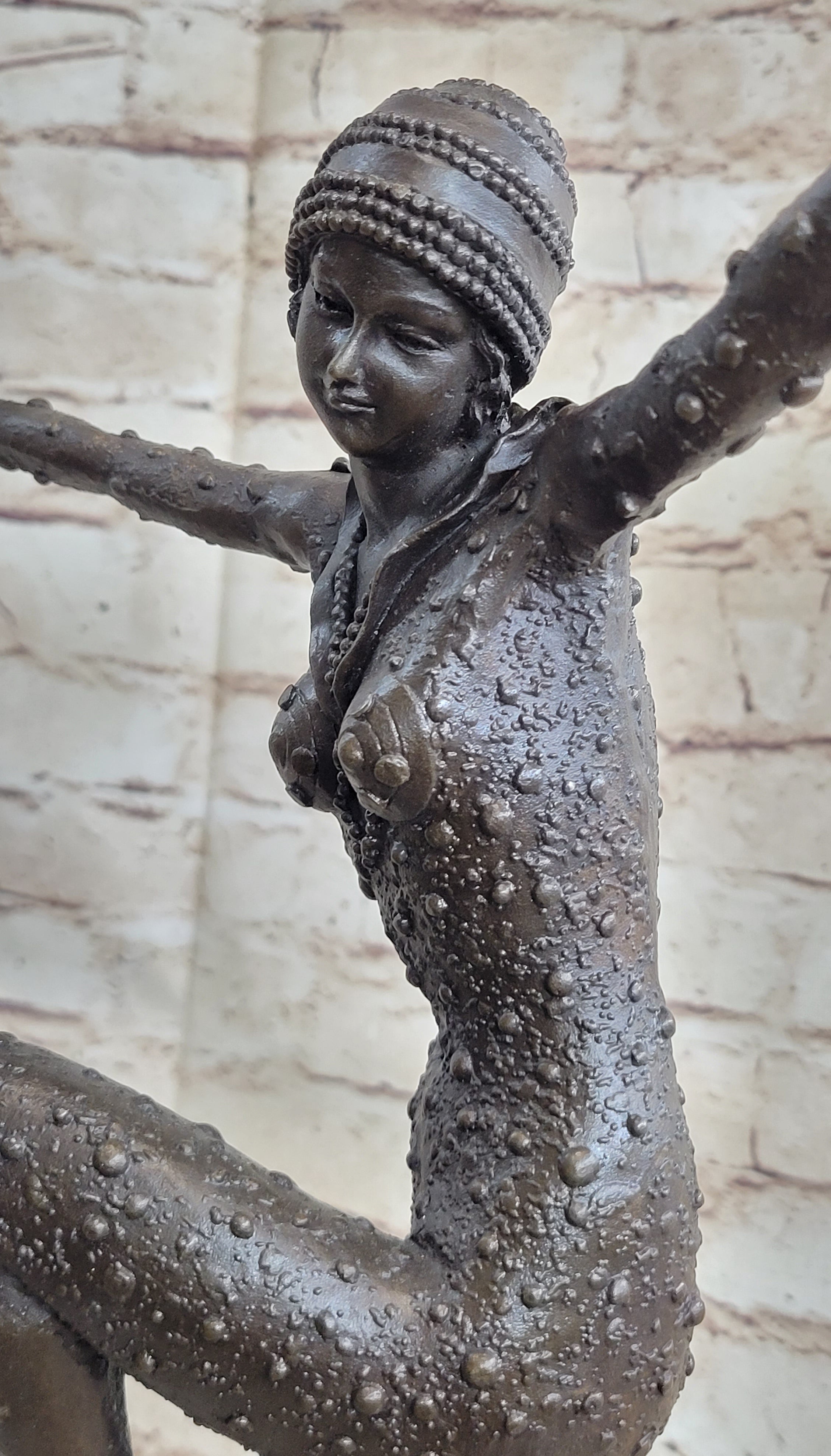 Art Deco Dancer Flapper Chiparus Bronze Sculpture 21" x 13"