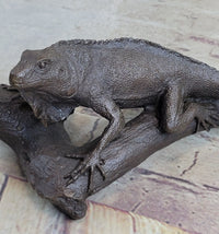 Bronze Iguana on Tree Branch Sculpture Classic Reptile Artwork