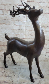 Signed Miguel Lopez Stag Buck Deer Bronze Sculpture