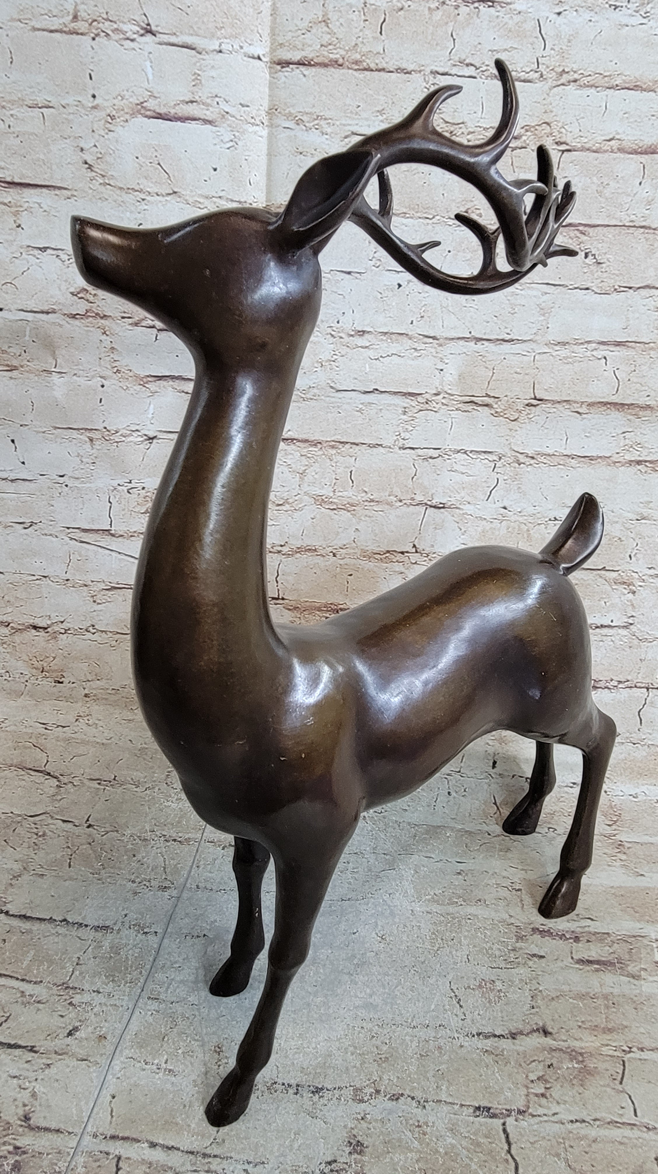 Signed Miguel Lopez Stag Buck Deer Bronze Sculpture