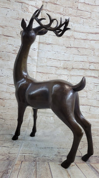 Signed Miguel Lopez Stag Buck Deer Bronze Sculpture