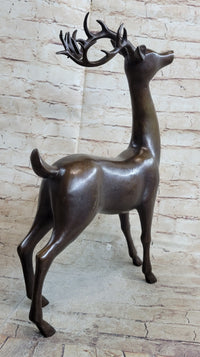 Signed Miguel Lopez Stag Buck Deer Bronze Sculpture
