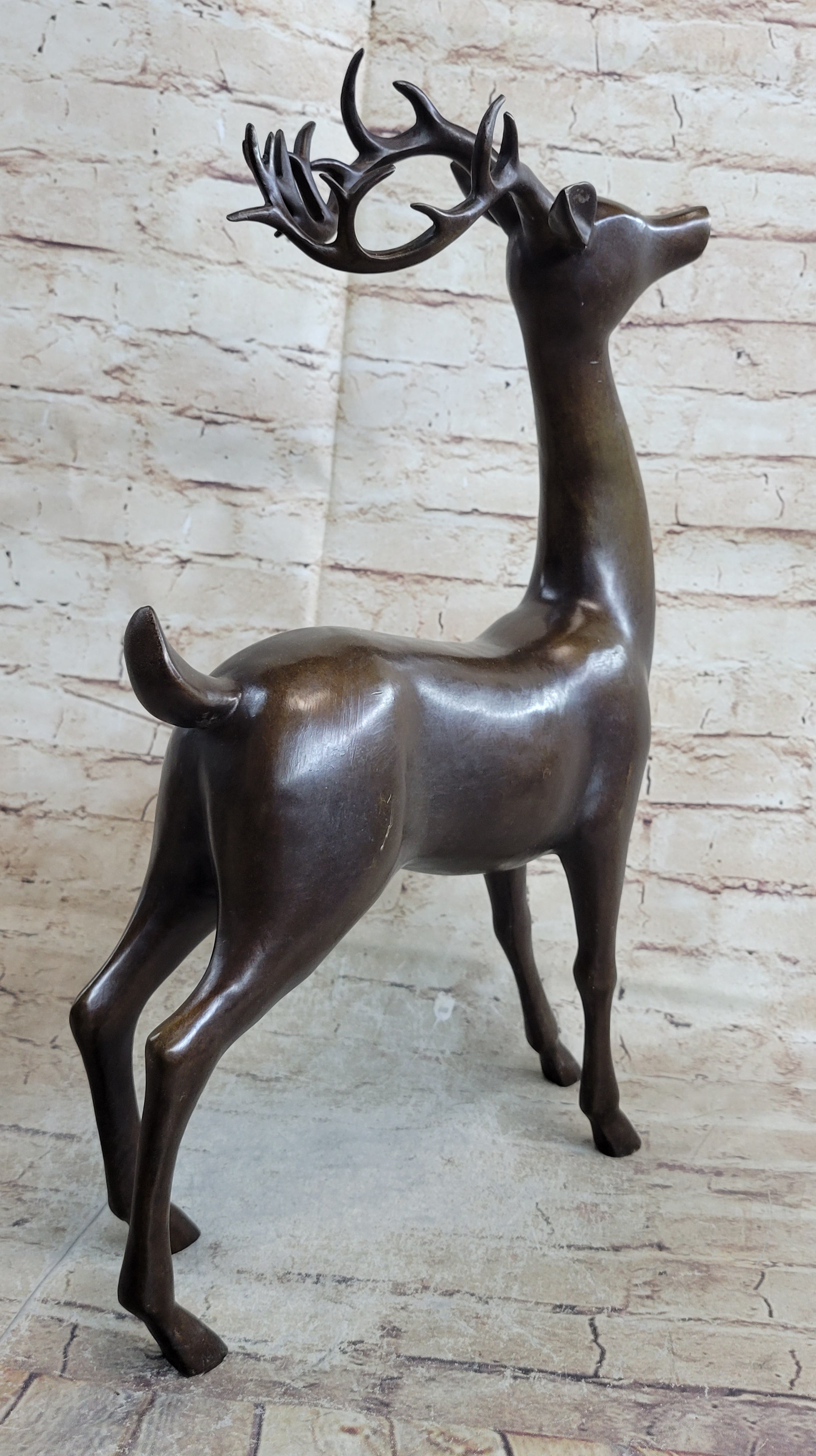Signed Miguel Lopez Stag Buck Deer Bronze Sculpture