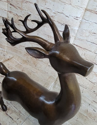 Signed Miguel Lopez Stag Buck Deer Bronze Sculpture