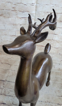 Signed Miguel Lopez Stag Buck Deer Bronze Sculpture