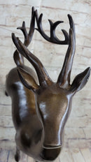 Signed Miguel Lopez Stag Buck Deer Bronze Sculpture