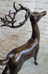 Signed Miguel Lopez Stag Buck Deer Bronze Sculpture