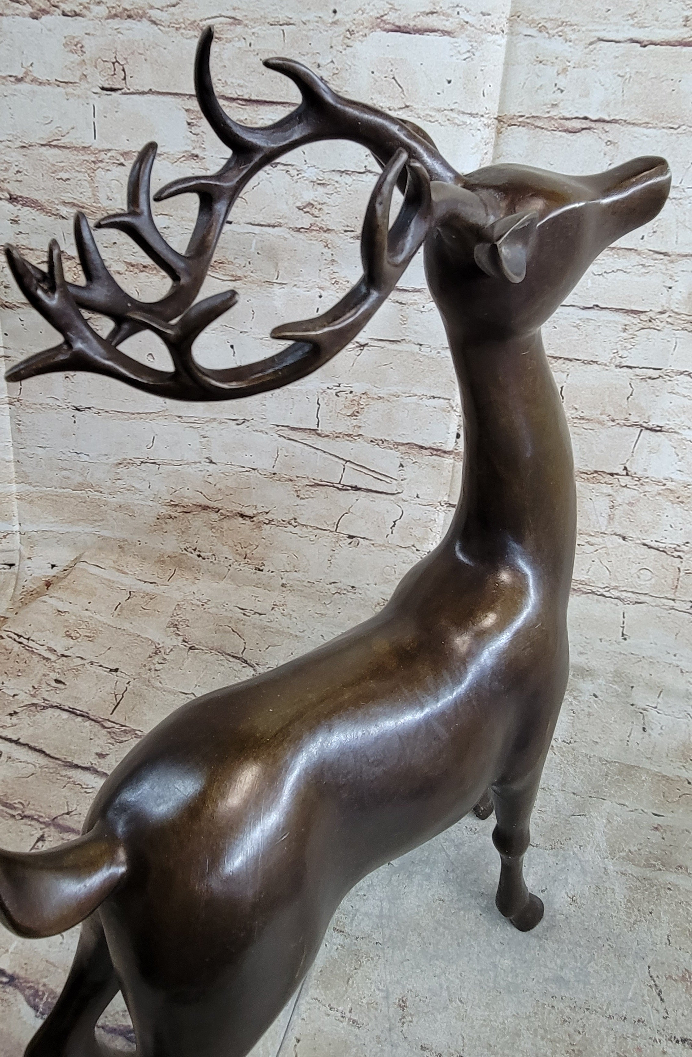 Signed Miguel Lopez Stag Buck Deer Bronze Sculpture