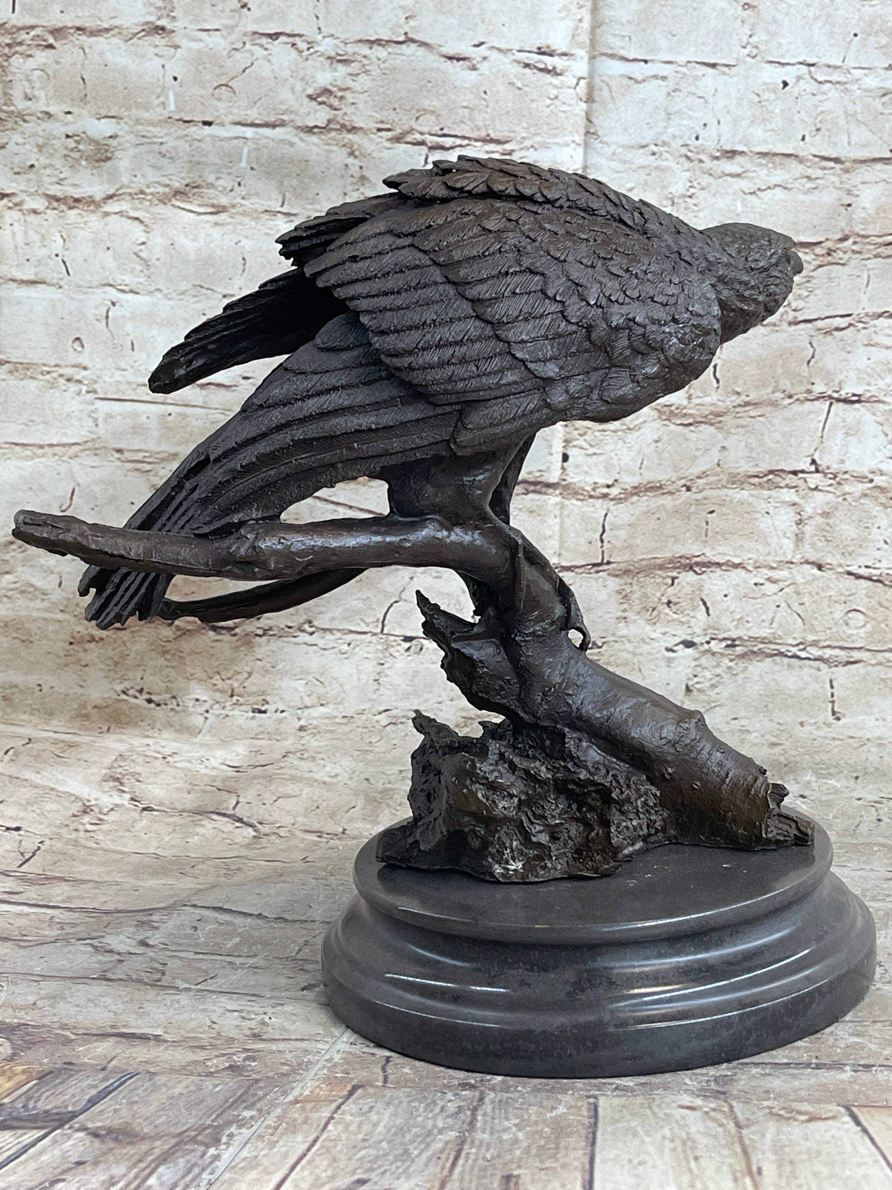 Handmade 100% Real Bronze Statue AMERICAN BALD EAGLE Figure Sculpture Figurine