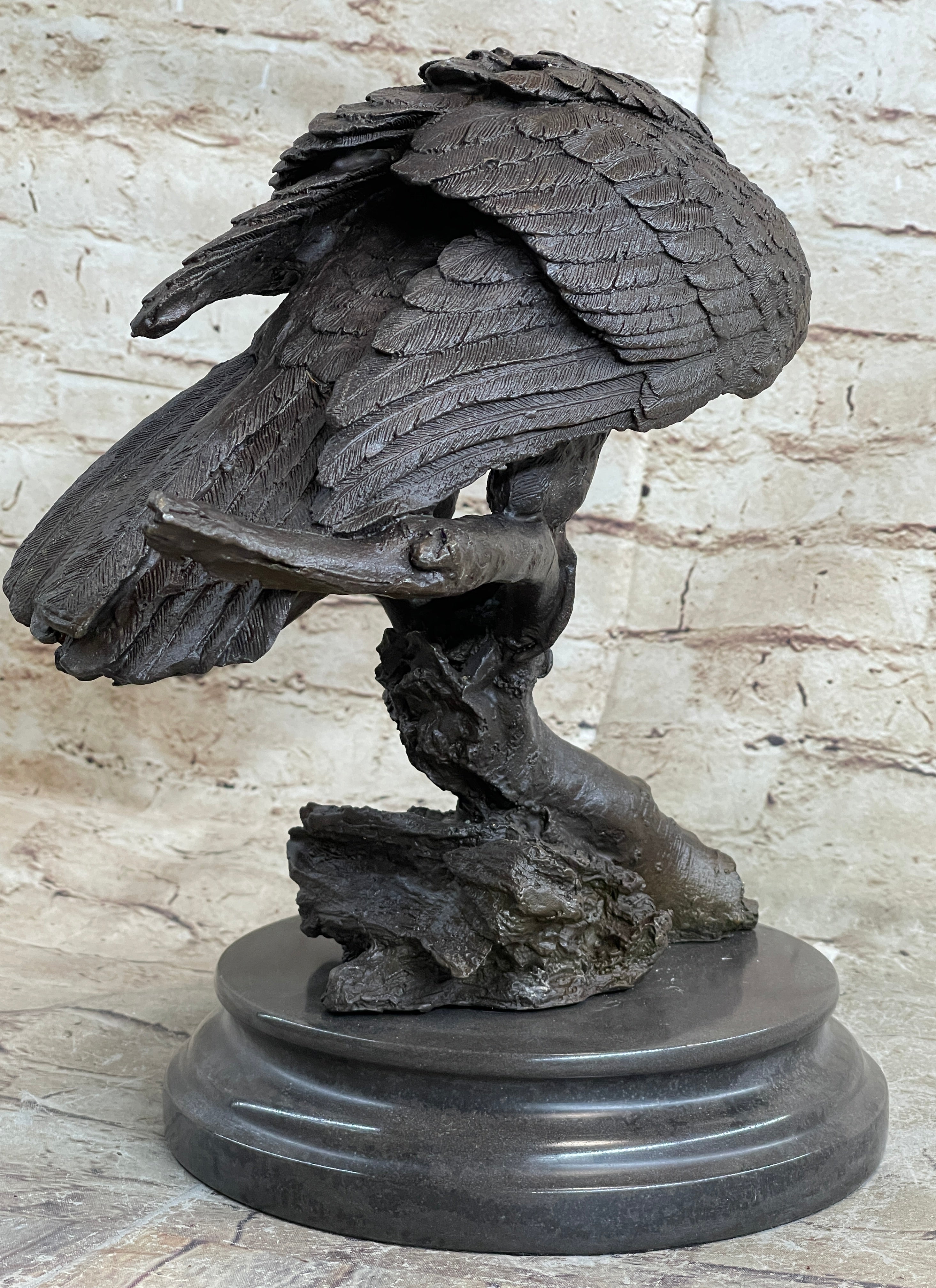 Handmade 100% Real Bronze Statue AMERICAN BALD EAGLE Figure Sculpture Figurine