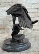 Handmade 100% Real Bronze Statue AMERICAN BALD EAGLE Figure Sculpture Figurine
