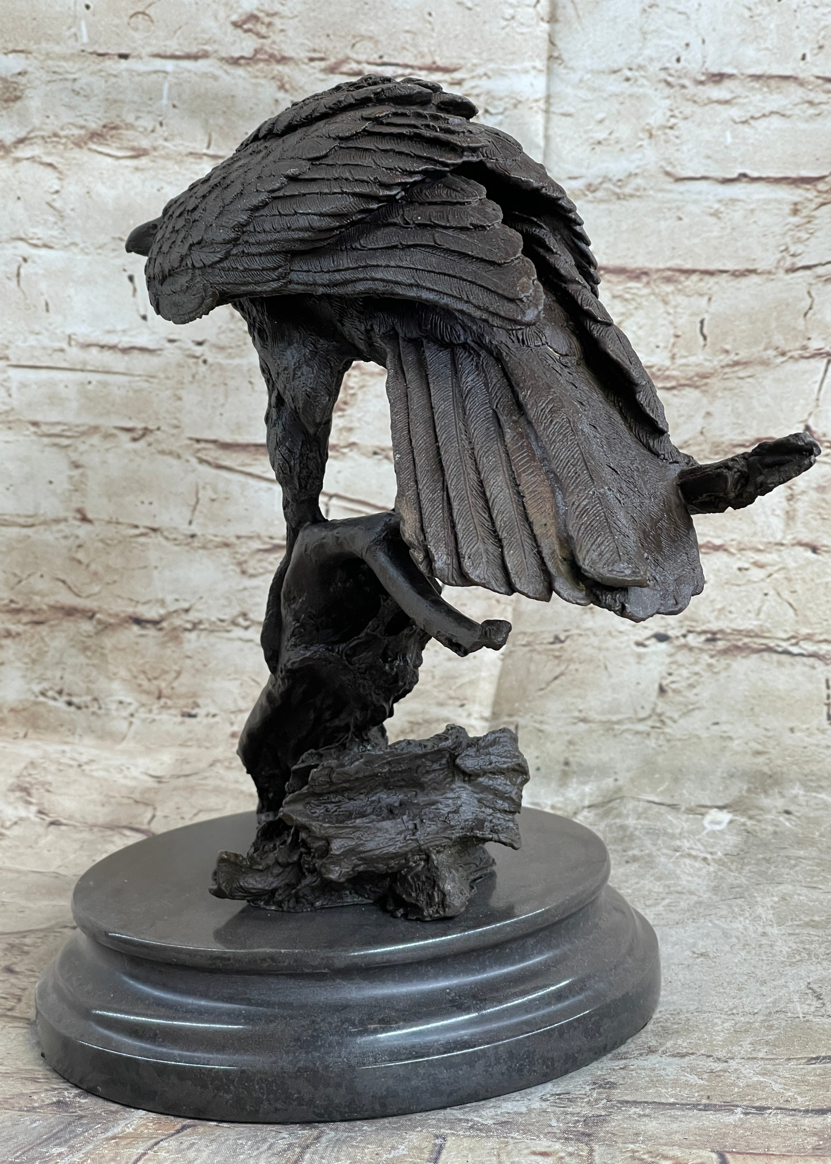 Handmade 100% Real Bronze Statue AMERICAN BALD EAGLE Figure Sculpture Figurine